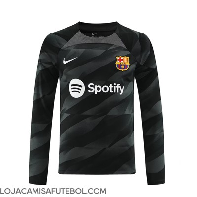 Camisa de Futebol Barcelona Goleiro Equipamento Secundário 2023-24 Manga Comprida